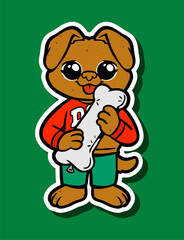 Cute Dog Character Sticker Illustration
