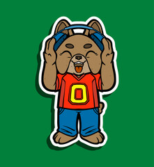 Cute Dog Character Sticker Illustration