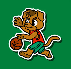 Cute Dog Character Sticker Illustration