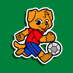 Cute Dog Character Sticker Illustration