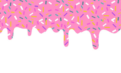 Doughnut glaze background. Doughnut glaze. Sweet pink glaze and sprinkles background banner design