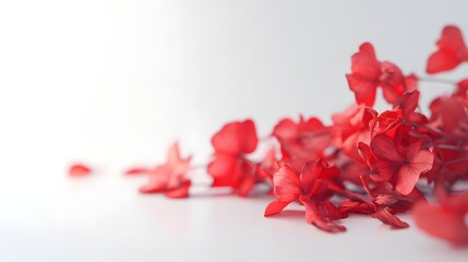 Vibrant red flower petals scattered, delicate natural beauty, perfect for a romantic theme or spring celebration design.