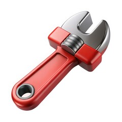 3D Illustration of a Red Adjustable Wrench