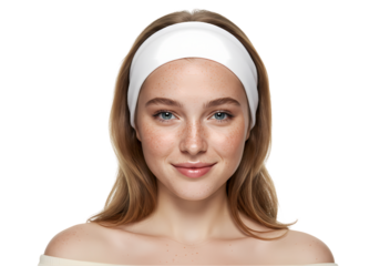 White Cotton Headband for Women Skincare  Beauty isolated on transparent background