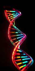 Ethereal Neon DNA Helix in Dark Space