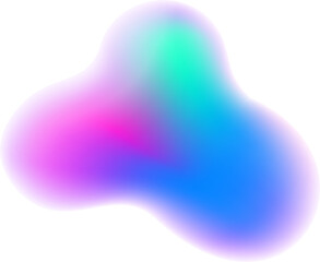 Gradient blurred shape. Colored fluid liquid element. Blue and pink soft blob. Holographic gradation spot. Vibrant organic figure with aura.