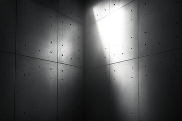 Corner of a concrete wall, illuminated by a spotlight