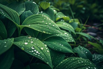 Fototapeta premium rain drops on leaves
