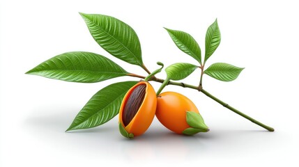 Realistic Mamoncillo on Plan white Background