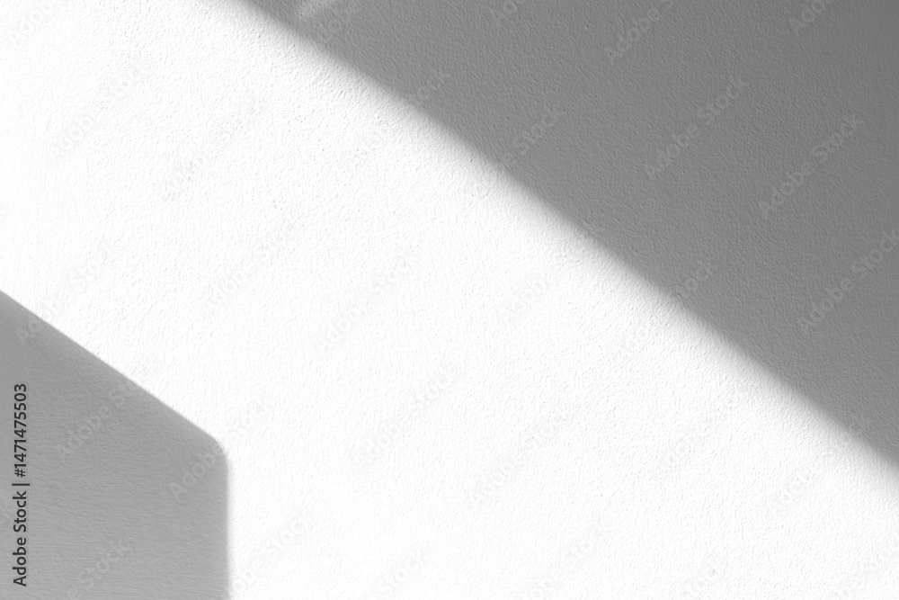 Aufkleber White Background,Studio concrete wall texture with bright light, shadow window overlay,Grey Backdrop Display room with abstract sunlight effect on floor for Cosmetic product presentation web banner