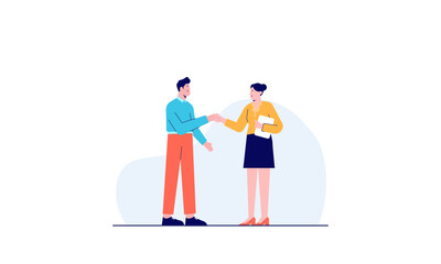 flat illustration of man and woman handing over keys