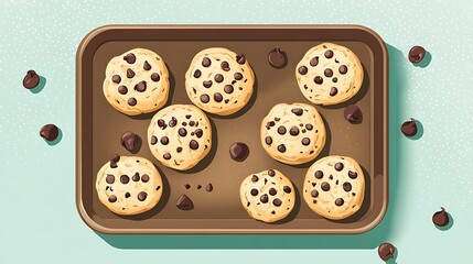 Baked Chocolate Chip Cookies on Tray.