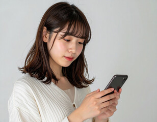 Fototapeta premium スマホをチェックする大学生 College Student Checking Phone