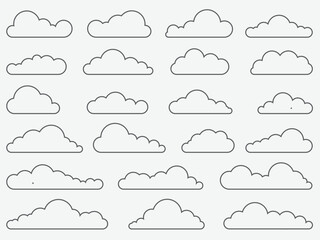 Cloud line shape, graphic clouds outline, cloudy line simple