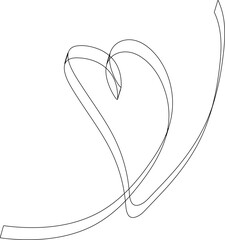 Heart ribbons thin line, concept of love