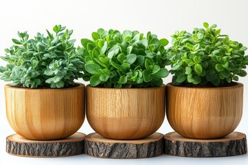 Fototapeta premium Potted Plants On Wood