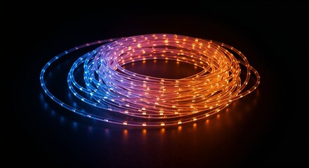 Vibrant LED strip lights glowing against a dark background  