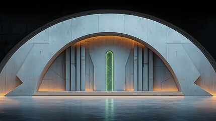 Futuristic archway with glowing portal