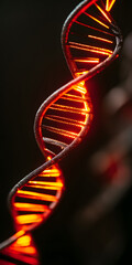 Illuminated DNA Helix Against a Dark Background