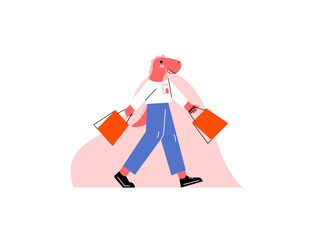 flat illustration of dinosaurs shopping