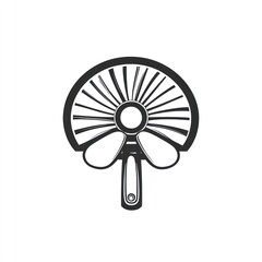 Obraz premium Handheld fan, cooling breeze, summer heat, white background, graphic design