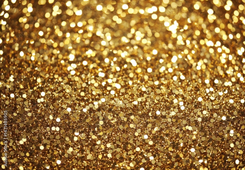 Aufkleber golden glitter texture: shimmering background of sparkling particles for festive designs : generativ
