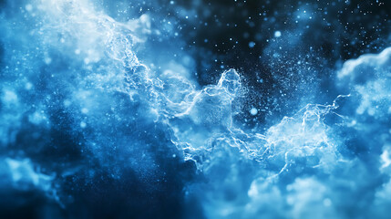 Fototapeta premium Abstract blue energy cloud with stardust, perfect for wallpapers and backgrounds.