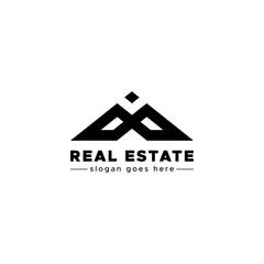 Elegant Real Estate Logo Design, Black Minimalist Roof Icon with Modern Typography