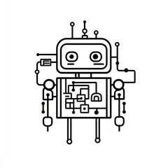 Obraz premium Simple robot illustration, technology concept, white background, educational use
