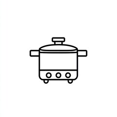 Obraz premium Cooking pot on stovetop, kitchen, simple line art, recipe illustration