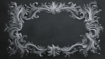 Decorative floral frame with ornate details on a dark textured background.