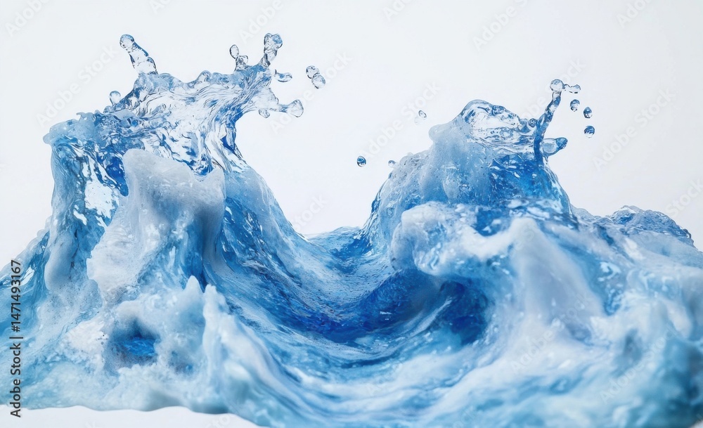 Leinwandbilder a mesmerizing close-up view of a dynamic blue water wave, showcasing its translucent texture and pow