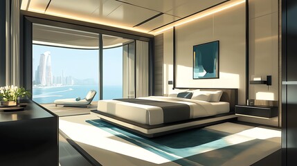 Luxury Suite Ocean View Bedroom.