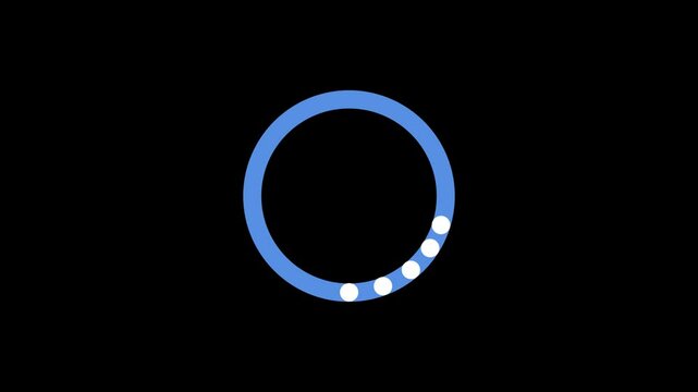 小さい丸が円の中を回転するローディングアイコン,青