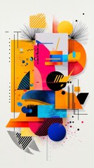 Obraz premium Vibrant Abstract Art Composition with Geometric Shapes and Colors