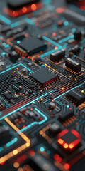 Vibrant Electric Circuit Board Close-Up