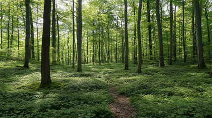 Obraz premium Serene Forest Path: A Tranquil Escape into Nature's Embrace