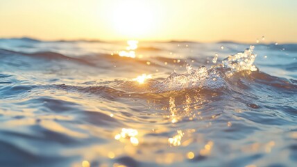 Gentle Ocean Waves at Sunrise Softly Blurred Horizon