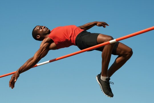 Athlete high jump competition outdoors.