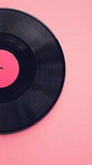 Vintage Vinyl Record on Pink Background for Music Lovers