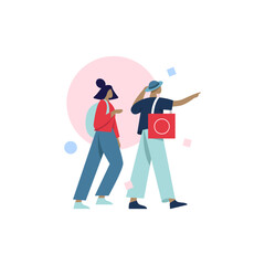 illustration of a man and woman traveling