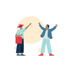 illustration of a man and woman traveling