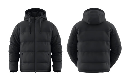 Vibrant winter black jacket mockup with zipper