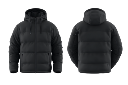 Vibrant winter black jacket mockup with zipper