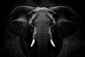 Fototapeta premium Close Up Monochromatic Portrait of an Elephant