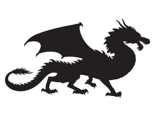 Fototapeta premium DRAGON SILHOUETTE WHITE BACKGROUND