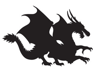 DRAGON SILHOUETTE WHITE BACKGROUND