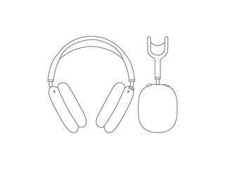 Headphones earphones icon set. Vector illustration symbol element for web design. Outline illustration of headphone vector icon for web. vector icon for web design isolated on white background. 
