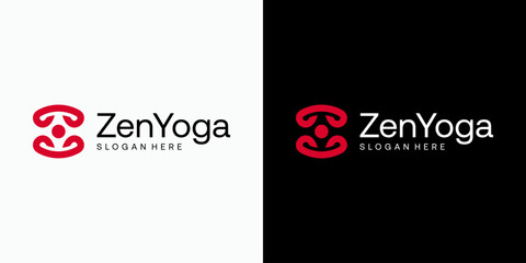 Vector logo design of a person doing yoga with a modern, simple, clean and abstract style. Icon for business, sports and personal branding.