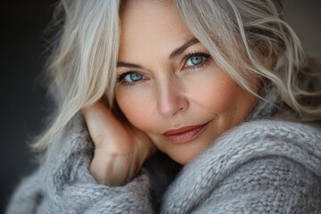 portrait woman beauty beautiful female senior face model skin elderly fashion girl hair healthy eye care clean adult studio attractive cosmetic mature